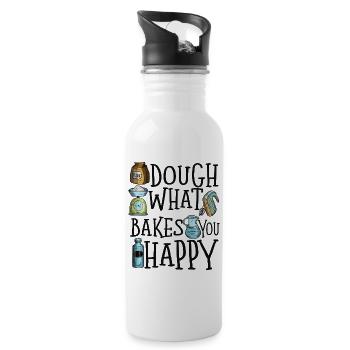 Dough What Bakes You Happy Bäckerei - Trinkflasche mit integriertem Trinkhalm - Weiß - Rechts