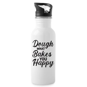 Dough What Bakes You Happy Bäckerei - Trinkflasche mit integriertem Trinkhalm - Weiß - Rechts
