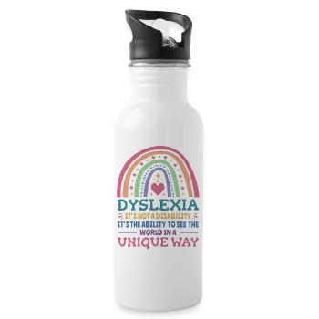 Dyslexie Conscience Dyslexiques - Gourde avec paille intégrée - blanc - Droite