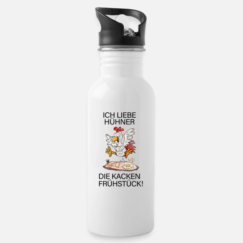 Hühner Hühnerbauer Landwirtschaft Hühnerhalter - Trinkflasche mit integriertem Trinkhalm - Weiß