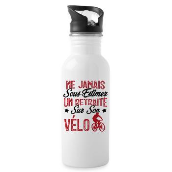 Ne jamais sous-estimer un retraité sur son vélo - Gourde avec paille intégrée - blanc - Droite