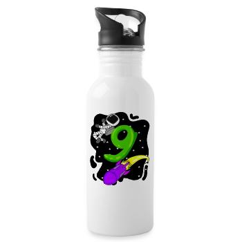 9th Birthday - 9 Years Astronaut Boys Gift - Water bottle with straw - white - Right