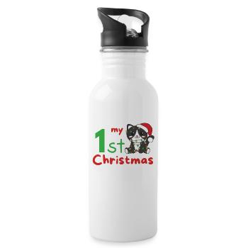 Chat de Noël Chats mon 1er Noël - Gourde avec paille intégrée - blanc - Droite