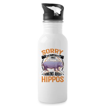 Hippo Gift Hippo Hippo - Water bottle with straw - white - Right