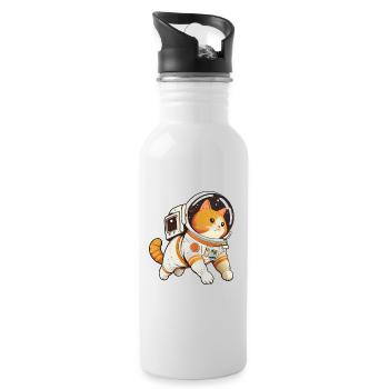 Chat mignon de l'espace - Humour animaux drôle - Gourde avec paille intégrée - blanc - Droite