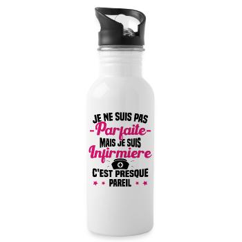 Pas parfaite mais je suis Infirmière Cadeau - Gourde avec paille intégrée - blanc - Droite
