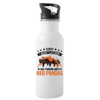 Red Panda Gift Cat Bear Red Panda - Water bottle with straw - white - Right