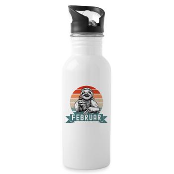 Faultier Geburtstag Februar 2011 Geboren Jahrgang - Trinkflasche mit integriertem Trinkhalm - Weiß - Rechts