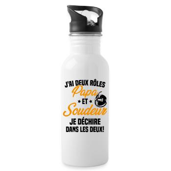 J'ai Deux Rôles Papa Et Soudeur Papa Soudeur - Gourde avec paille intégrée - blanc - Droite