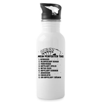 Mein Perfekter Tag Doppelkopf - Trinkflasche mit integriertem Trinkhalm - Weiß - Rechts
