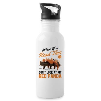 Roter Panda Geschenk Katzenbär Red Panda - Trinkflasche mit integriertem Trinkhalm - Weiß - Rechts