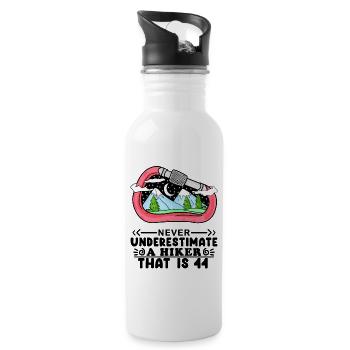 Berg Wanderer 44. Geburtstag 44 Jahre alt Geschenk - Trinkflasche mit integriertem Trinkhalm - Weiß - Rechts