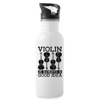 Violin Is Always Retro Music Note Lover Violinist - Water bottle with straw - white - Right