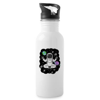 Astronaut Yoga Junge im Weltall - Meditation - Trinkflasche mit integriertem Trinkhalm - Weiß - Rechts