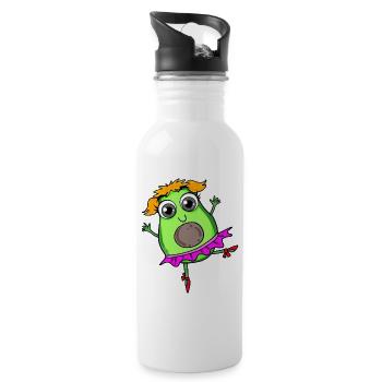 Avocado Tanz Tanzen - Trinkflasche mit integriertem Trinkhalm - Weiß - Rechts