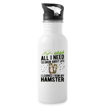 Hamster Geschenk Hamsterrad Goldhamster - Trinkflasche mit integriertem Trinkhalm - Weiß - Rechts