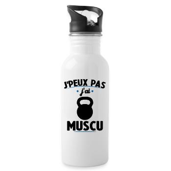 Je Peux Pas J'ai Muscu - Gourde avec paille intégrée - blanc - Droite