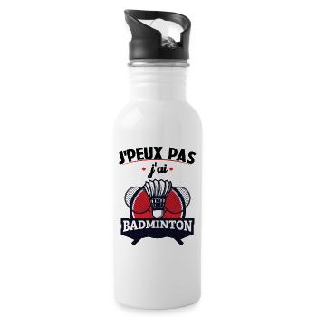 Je Peux Pas J'ai Badminton - Gourde avec paille intégrée - blanc - Droite