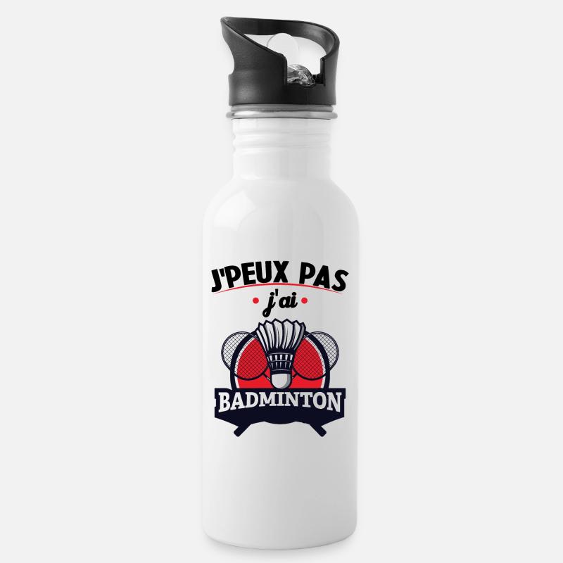 Je Peux Pas J'ai Badminton - Gourde avec paille intégrée - blanc