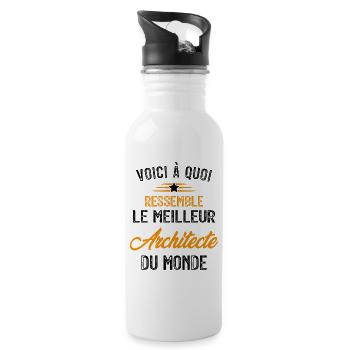Voici à quoi ressemble le meilleur Architecte - Gourde avec paille intégrée - blanc - Droite