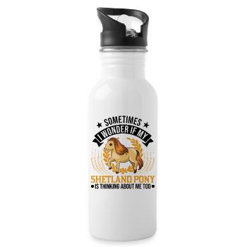 Shetland Pony Cadeau Shetland Pony Shetty - Gourde avec paille intégrée - blanc - Droite