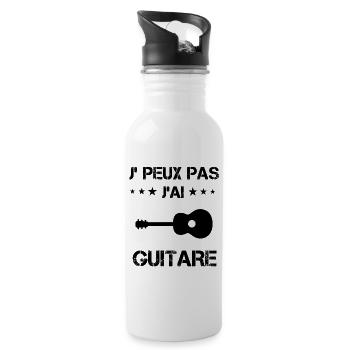 j'peux pas j'ai guitare cadeau gutariste - Gourde avec paille intégrée - blanc - Droite