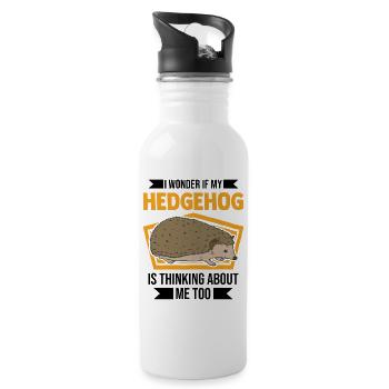 Igel Geschenk Stacheligel - Trinkflasche mit integriertem Trinkhalm - Weiß - Rechts