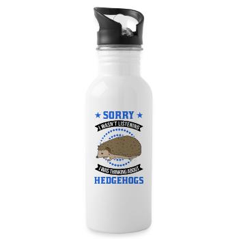 Igel Geschenk Stacheligel - Trinkflasche mit integriertem Trinkhalm - Weiß - Rechts