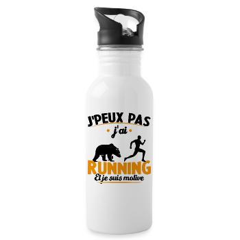 Je peux pas j'ai running et je suis motivé - Gourde avec paille intégrée - blanc - Droite