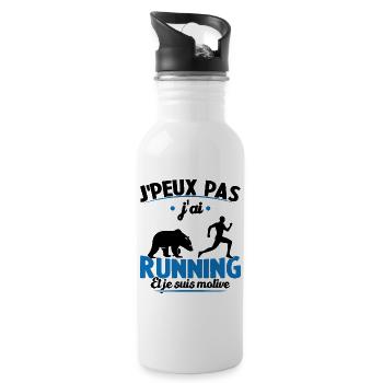 Je peux pas j'ai running et je suis motivé - Gourde avec paille intégrée - blanc - Droite