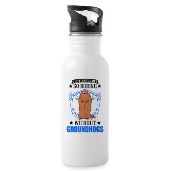 Murmeltier Groundhog Day Waldmurmeltier - Trinkflasche mit integriertem Trinkhalm - Weiß - Rechts