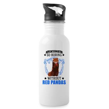 Red Panda Gift Cat Bear Red Panda - Water bottle with straw - white - Right