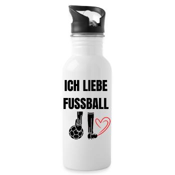 Ich liebe Fußball - Trinkflasche mit integriertem Trinkhalm - Weiß - Rechts