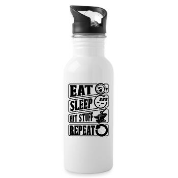 Eat Sleep Hit Forging Retro Goldsmith Blacksmiths - Water bottle with straw - white - Right