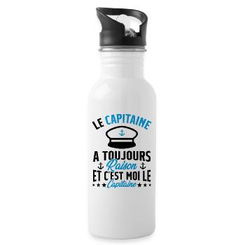 Le Capitaine A Toujours Raison C'est Moi Capitaine - Gourde avec paille intégrée - blanc - Droite