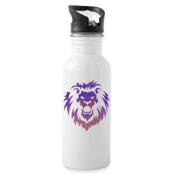 Lion Tribal Tattoo Art - Water bottle with straw - white - Right