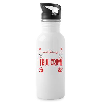 True Crime Series, Stress Is Caused, Murder Show - Water bottle with straw - white - Right