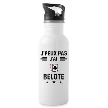j'peux pas j'ai belote cartes bricoleur - Gourde avec paille intégrée - blanc - Droite