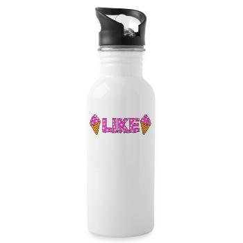 Like Pink Eiscreme Snowflakes - Trinkflasche mit integriertem Trinkhalm - Weiß - Rechts