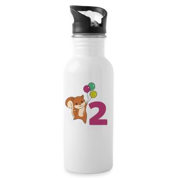 Eichhörnchen zweiter Geburtstag Luftballons Kinder - Trinkflasche mit integriertem Trinkhalm - Weiß - Rechts