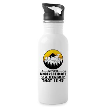 45. Geburtstag Wanderer 45 Jahre alt Berg Wandern - Trinkflasche mit integriertem Trinkhalm - Weiß - Rechts