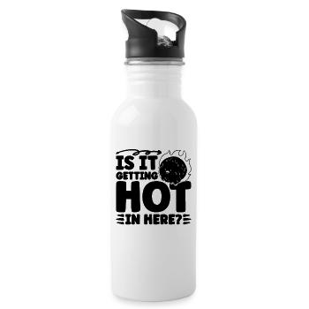 Is It Getting Hot Climate Global Warming Advocate - Water bottle with straw - white - Right