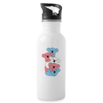 Drapeau transgenre Fierté LGBTQ Mignon Koala Bunch - Gourde avec paille intégrée - blanc - Droite