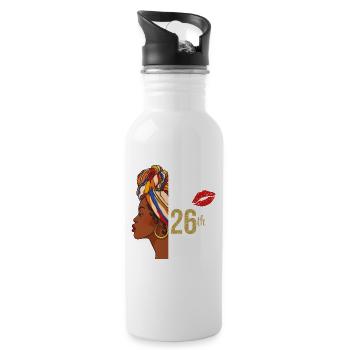 Stepping Into My 26th Birthday Like A Queen - Water bottle with straw - white - Right