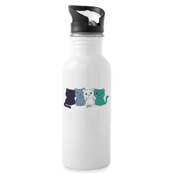 oriented aroace Flag Pride LGBTQ cute cats - Water bottle with straw - white - Right
