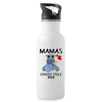 Baby 2023 - Geburt Schwanger 2023 - Trinkflasche mit integriertem Trinkhalm - Weiß - Rechts