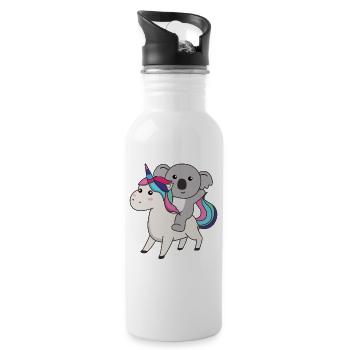 Koala Einhorn süße Tiere Einhörner Koalas - Trinkflasche mit integriertem Trinkhalm - Weiß - Rechts