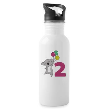 Koala zweiter Geburtstag Luftballons für Kinder - Trinkflasche mit integriertem Trinkhalm - Weiß - Rechts