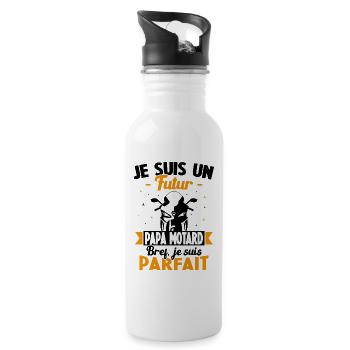 Je suis un Futur Papa Motard bref je suis parfait - Gourde avec paille intégrée - blanc - Droite