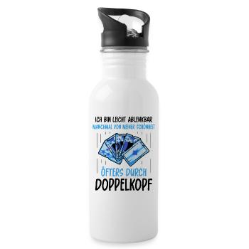 Ich bin leicht ablenkbar öfters durch Doppelkopf - Trinkflasche mit integriertem Trinkhalm - Weiß - Rechts